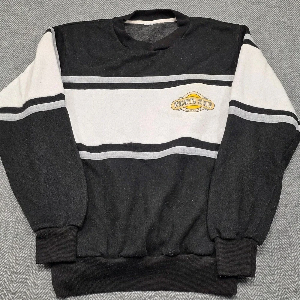Vintage‎ Wichita State University Sweatshirt Kids Large Colorblock Black White
